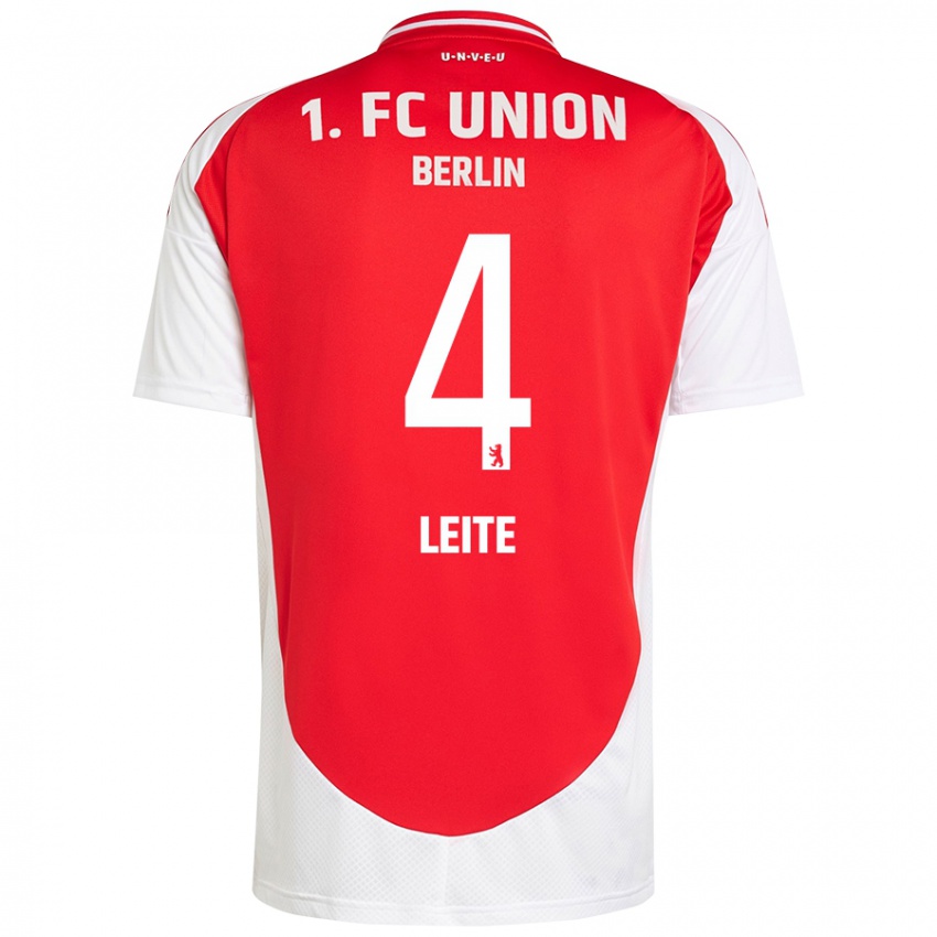 Kinder Diogo Leite #4 Rot Weiß Heimtrikot Trikot 2024/25 T-Shirt Belgien