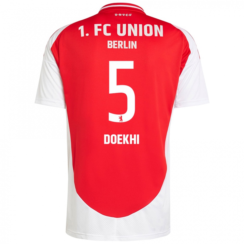 Kinder Danilho Doekhi #5 Rot Weiß Heimtrikot Trikot 2024/25 T-Shirt Belgien