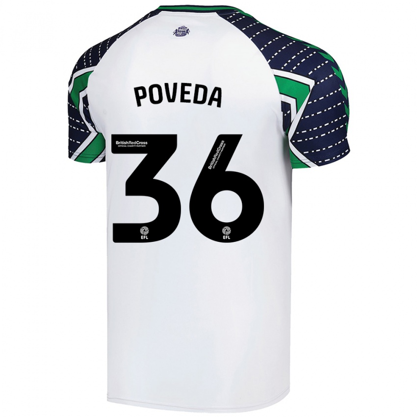 Kinderen Ian Poveda #36 Wit Uitshirt Uittenue 2024/25 T-Shirt België