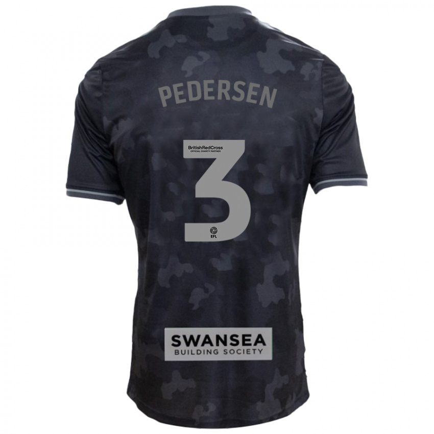 Kinder Kristian Pedersen #3 Schwarz Auswärtstrikot Trikot 2024/25 T-Shirt Belgien