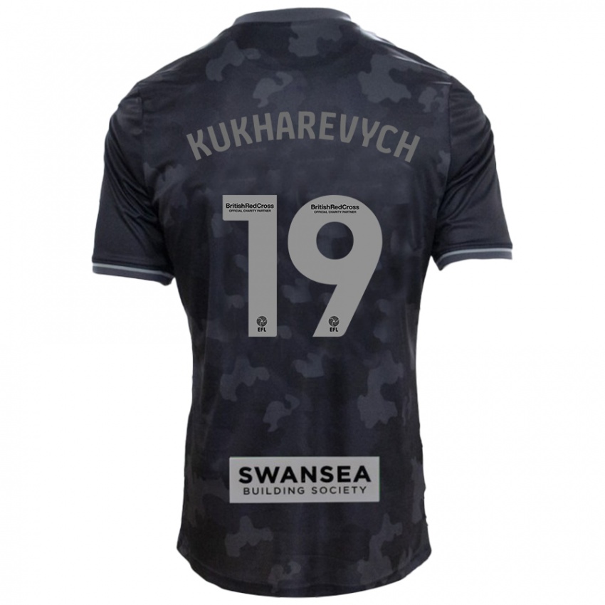 Kinder Mykola Kukharevych #19 Schwarz Auswärtstrikot Trikot 2024/25 T-Shirt Belgien