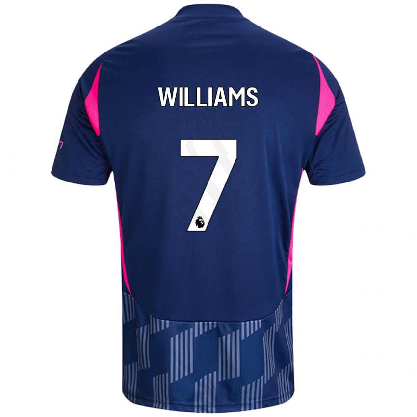 Kinder Neco Williams #7 Königsblau Rosa Auswärtstrikot Trikot 2024/25 T-Shirt Belgien