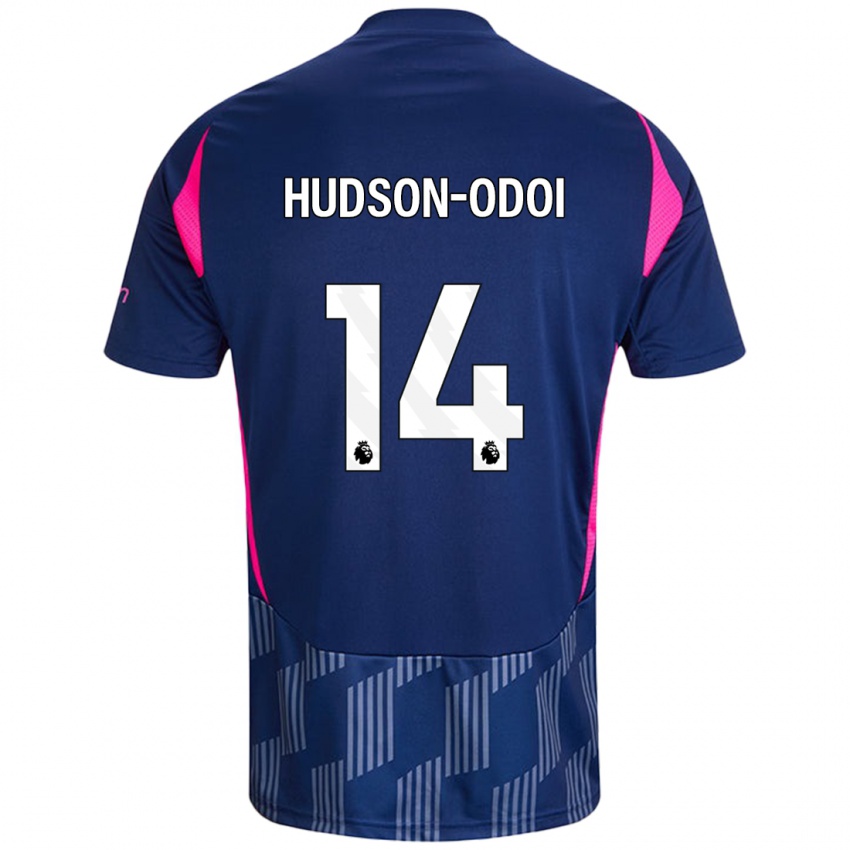 Kinderen Callum Hudson-Odoi #14 Koningsblauw Roze Uitshirt Uittenue 2024/25 T-Shirt België