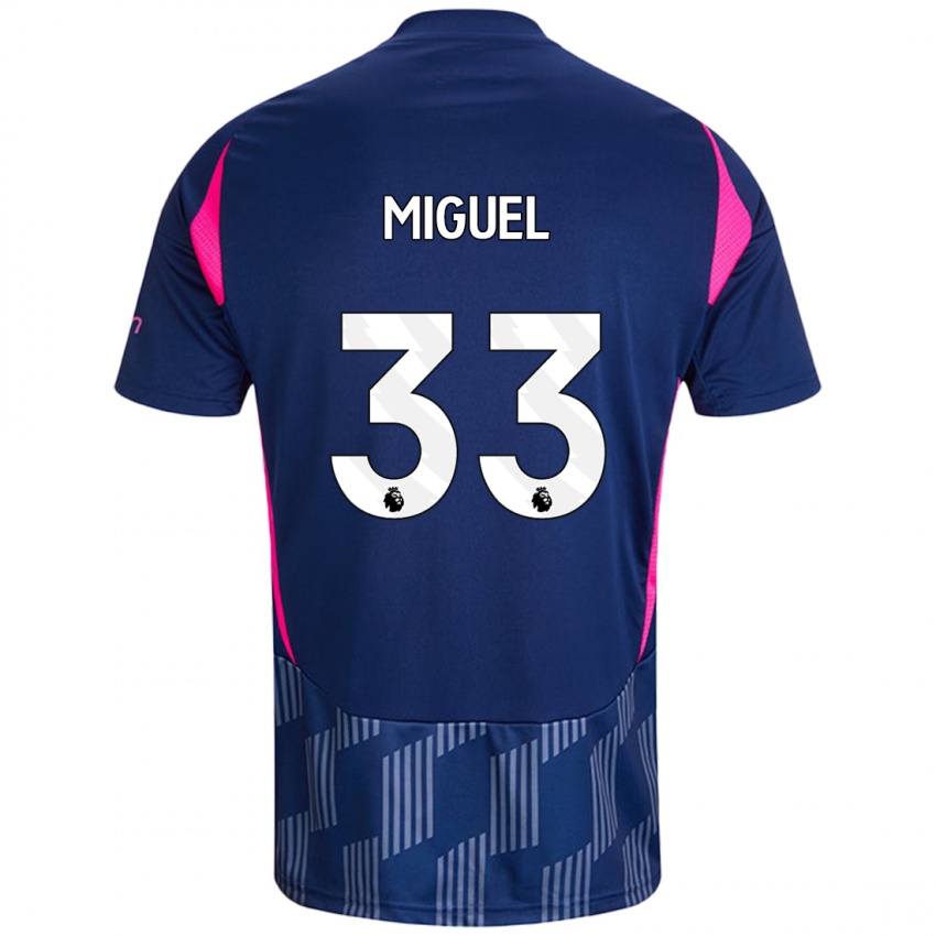 Kinderen Carlos Miguel #33 Koningsblauw Roze Uitshirt Uittenue 2024/25 T-Shirt België