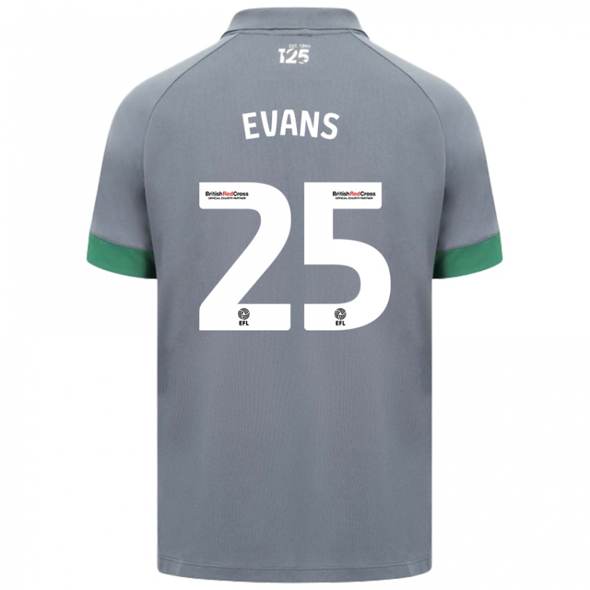 Kinderen Kieron Evans #25 Donkergrijs Uitshirt Uittenue 2024/25 T-Shirt België