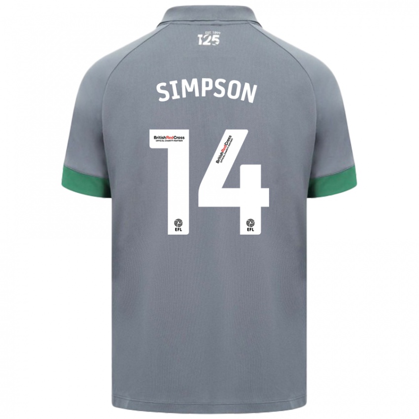 Kinderen Jasmine Simpson #14 Donkergrijs Uitshirt Uittenue 2024/25 T-Shirt België