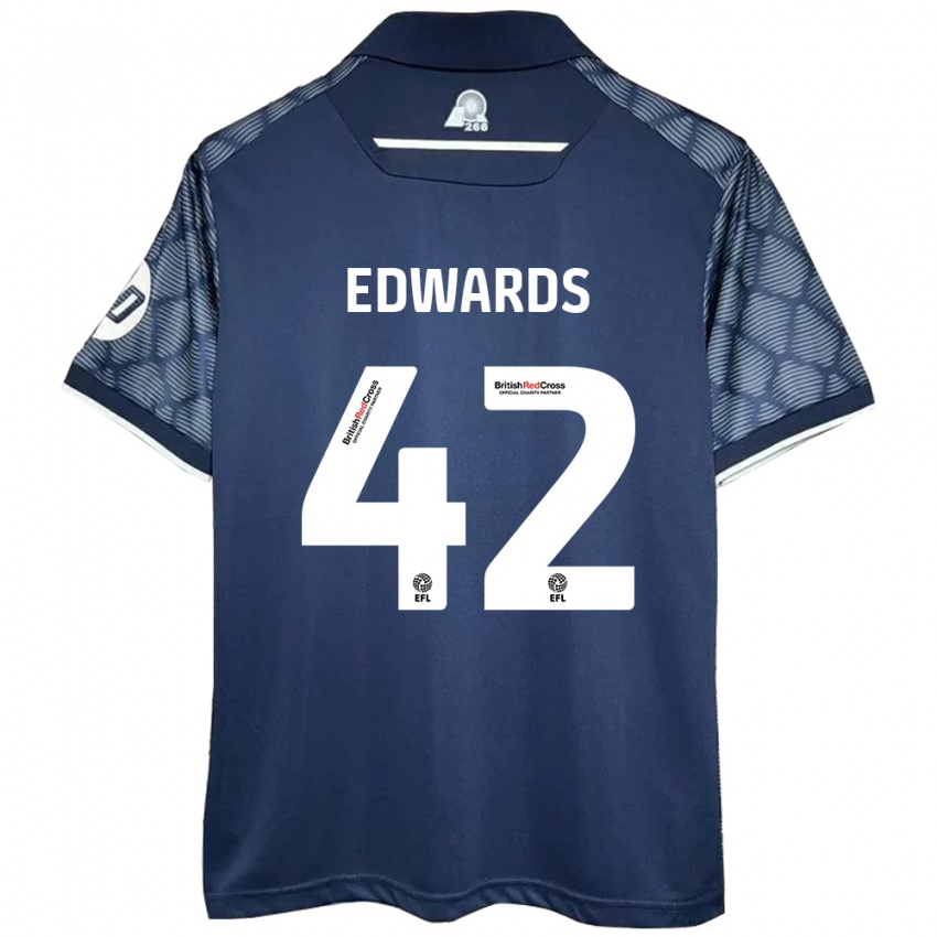 Enfant Maillot Callum Edwards #42 Noir Tenues Extérieur 2024/25 T-Shirt Belgique