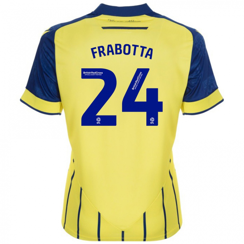 Kinderen Gianluca Frabotta #24 Geel Blauw Uitshirt Uittenue 2024/25 T-Shirt België