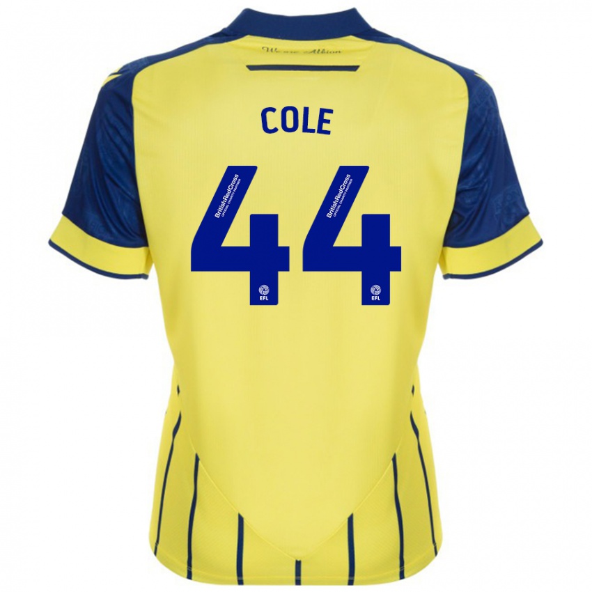 Kinderen Devante Cole #44 Geel Blauw Uitshirt Uittenue 2024/25 T-Shirt België