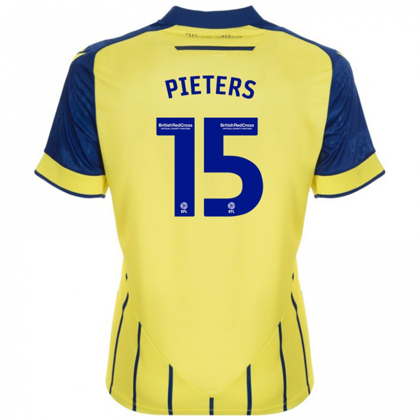 Kinder Erik Pieters #15 Gelb Blau Auswärtstrikot Trikot 2024/25 T-Shirt Belgien