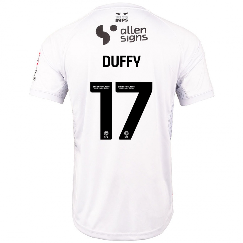 Kinderen Dylan Duffy #17 Rood Wit Uitshirt Uittenue 2024/25 T-Shirt België