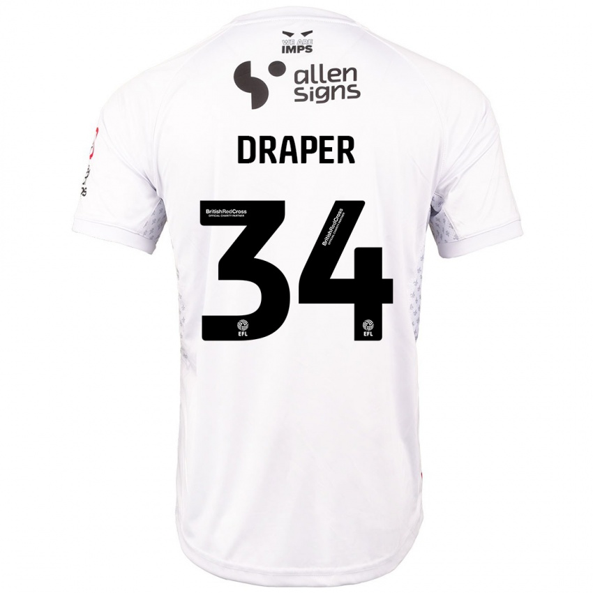 Kinderen Freddie Draper #34 Rood Wit Uitshirt Uittenue 2024/25 T-Shirt België