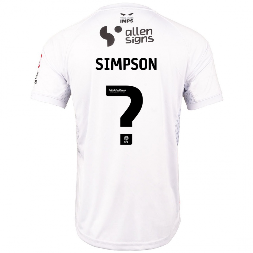 Kinderen John Simpson #0 Rood Wit Uitshirt Uittenue 2024/25 T-Shirt België