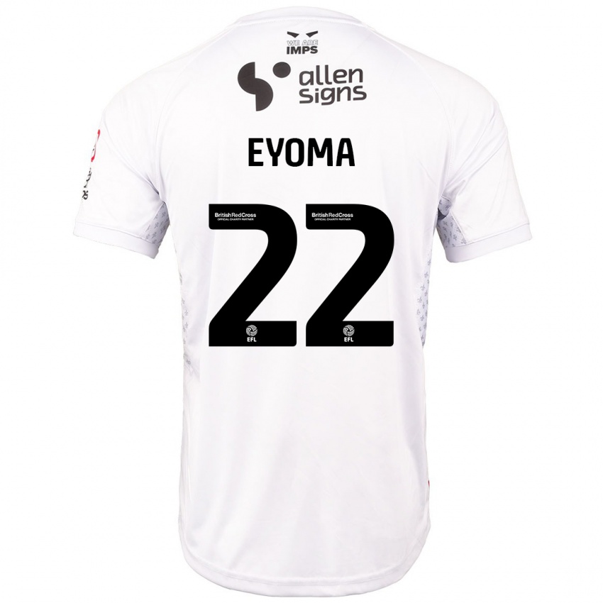 Kinderen Timothy Eyoma #22 Rood Wit Uitshirt Uittenue 2024/25 T-Shirt België