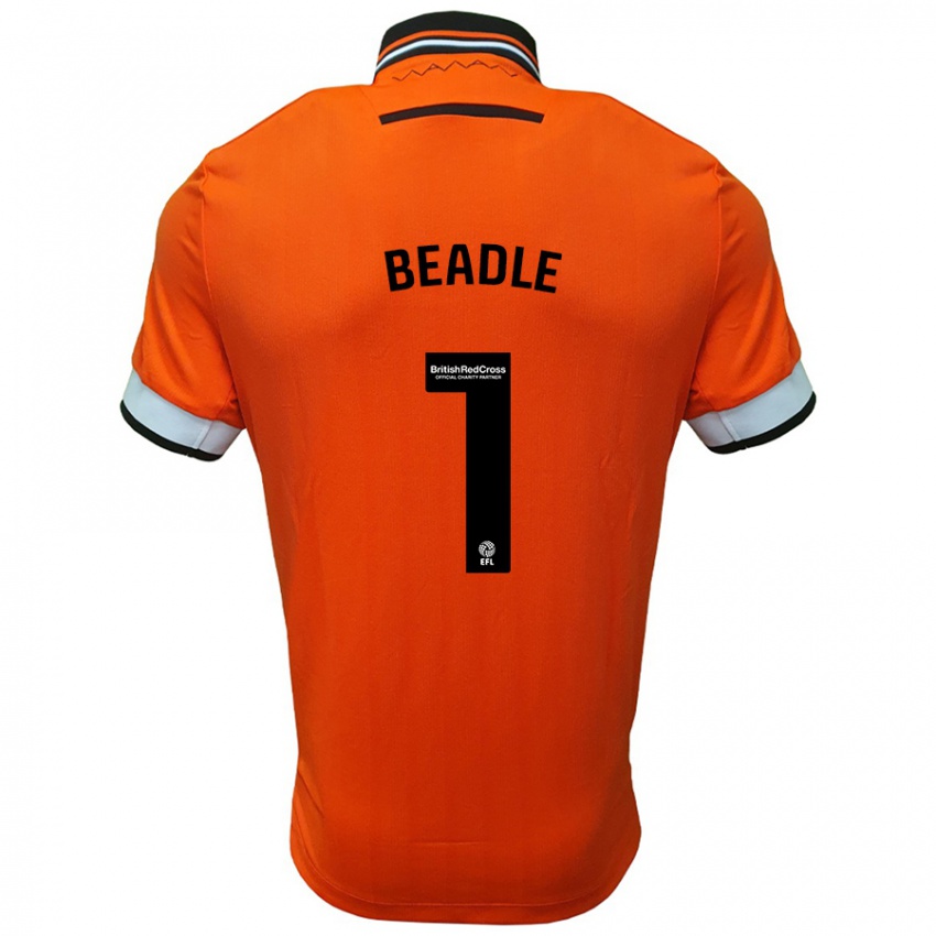 Enfant Maillot James Beadle #1 Orange Blanc Tenues Extérieur 2024/25 T-Shirt Belgique