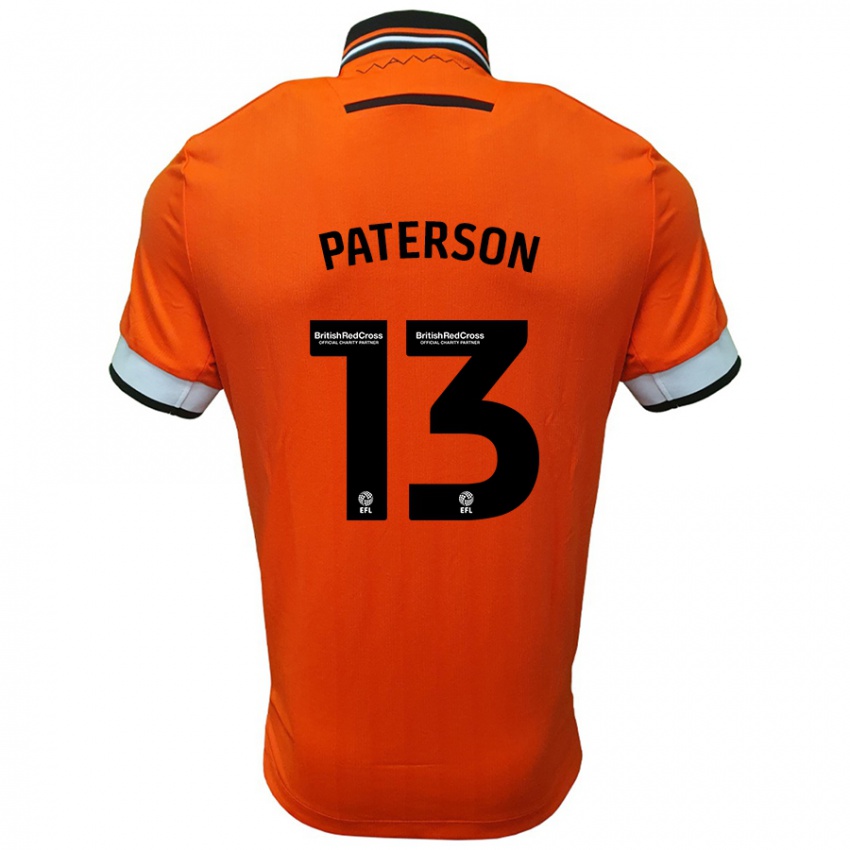 Enfant Maillot Callum Paterson #13 Orange Blanc Tenues Extérieur 2024/25 T-Shirt Belgique