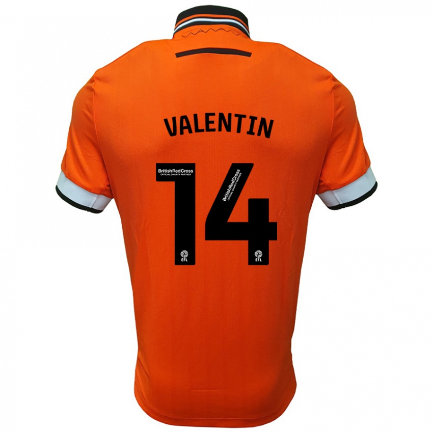 Enfant Maillot Pol Valentín #14 Orange Blanc Tenues Extérieur 2024/25 T-Shirt Belgique