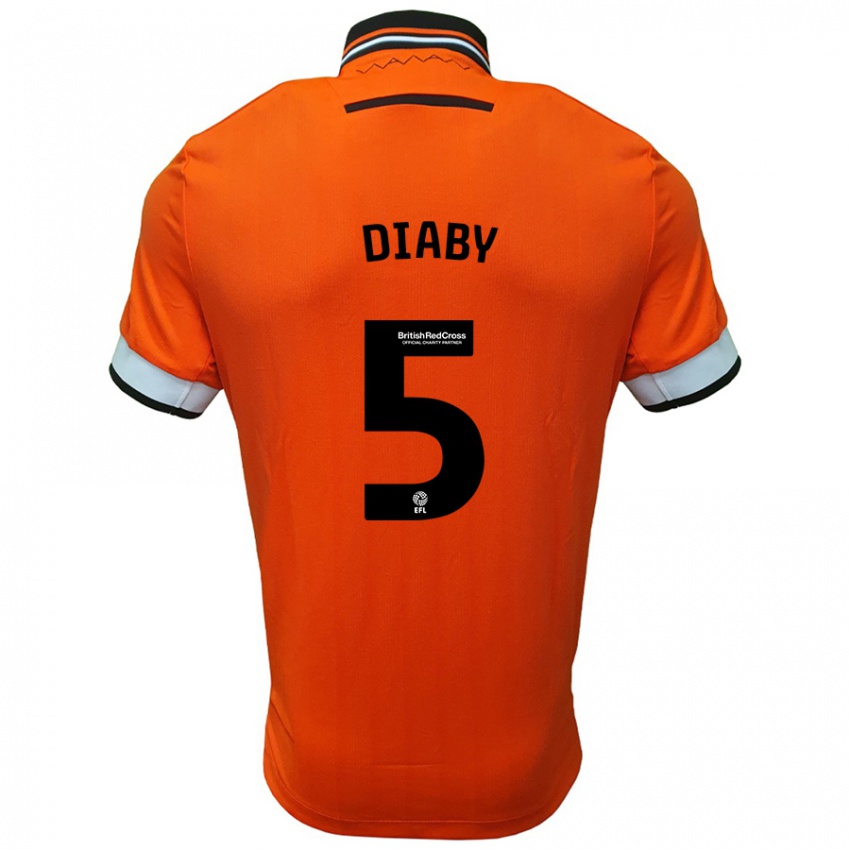 Kinderen Bambo Diaby #5 Oranje Wit Uitshirt Uittenue 2024/25 T-Shirt België