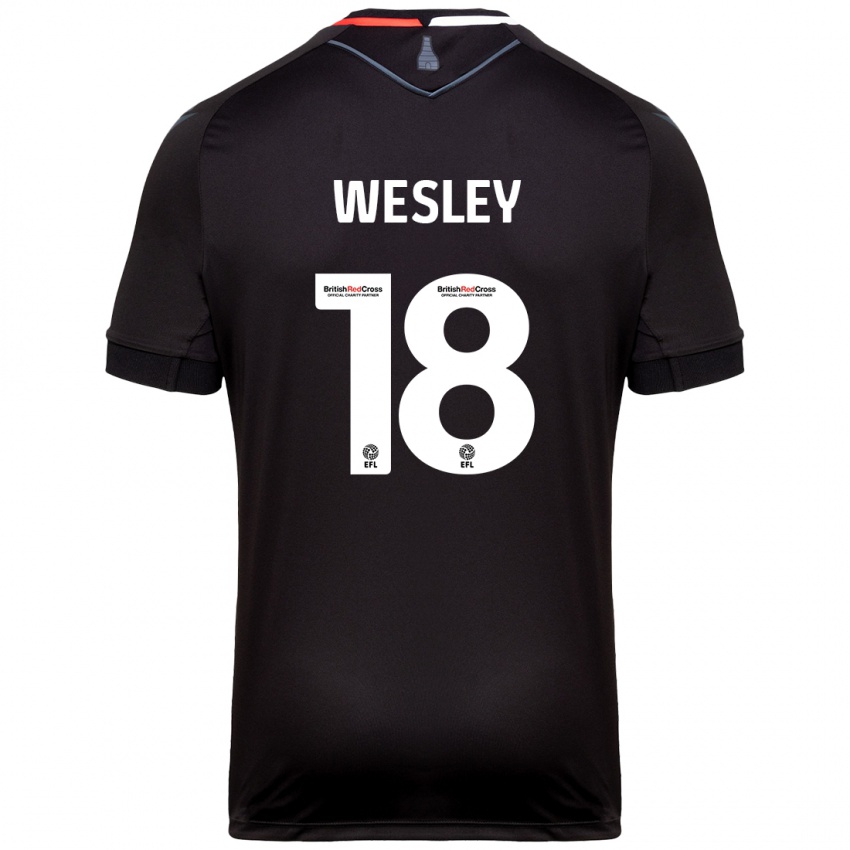 Enfant Maillot Wesley Moraes #18 Noir Tenues Extérieur 2024/25 T-Shirt Belgique