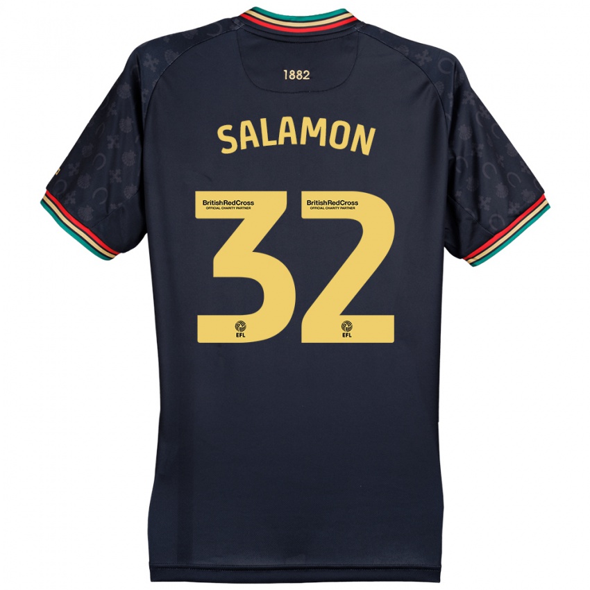 Kinderen Matteo Salamon #32 Donker Marineblauw Uitshirt Uittenue 2024/25 T-Shirt België