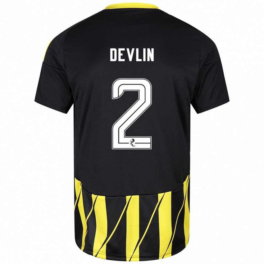 Kinderen Nicky Devlin #2 Zwart Geel Uitshirt Uittenue 2024/25 T-Shirt België