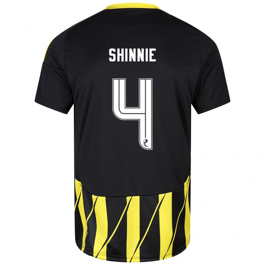 Kinderen Graeme Shinnie #4 Zwart Geel Uitshirt Uittenue 2024/25 T-Shirt België