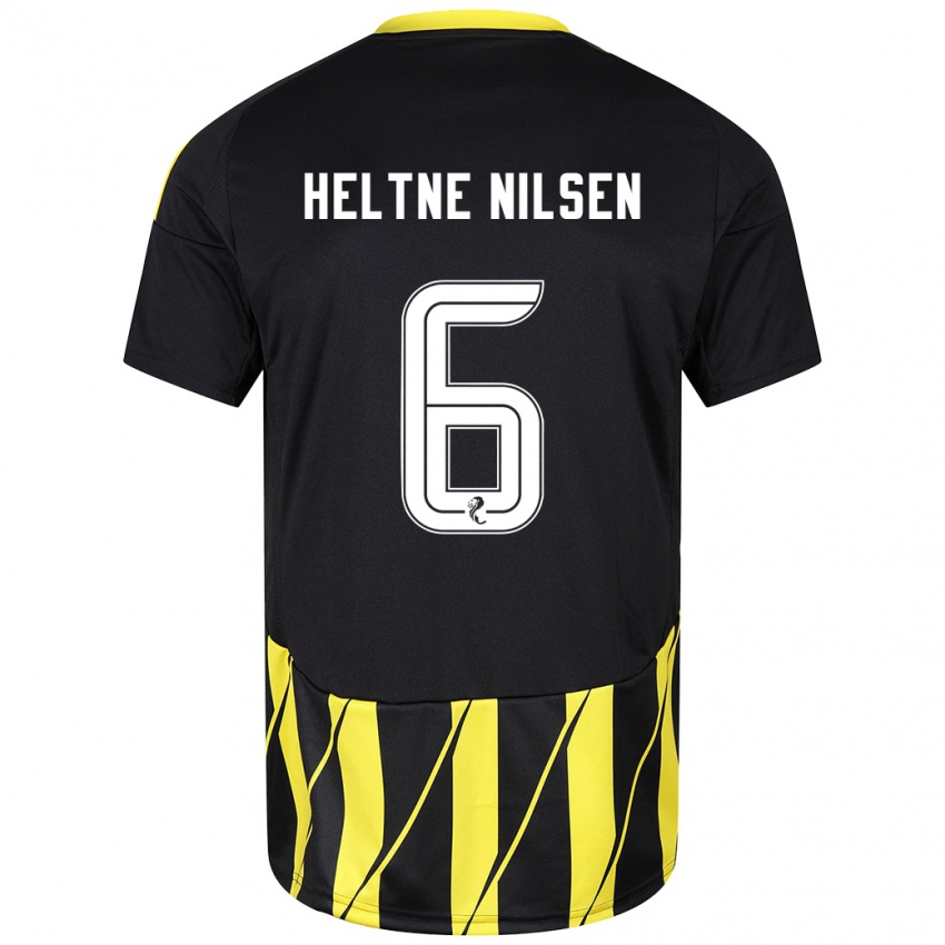 Kinder Sivert Heltne Nilsen #6 Schwarz Gelb Auswärtstrikot Trikot 2024/25 T-Shirt Belgien