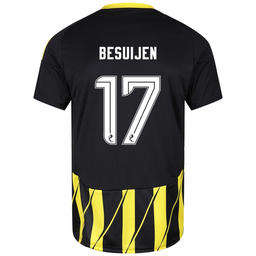 Kinder Vicente Besuijen #17 Schwarz Gelb Auswärtstrikot Trikot 2024/25 T-Shirt Belgien