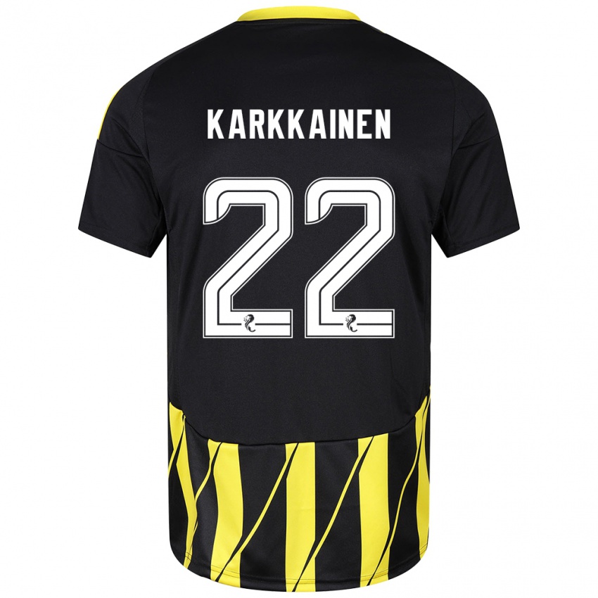 Kinder Elena Kärkkäinen #22 Schwarz Gelb Auswärtstrikot Trikot 2024/25 T-Shirt Belgien