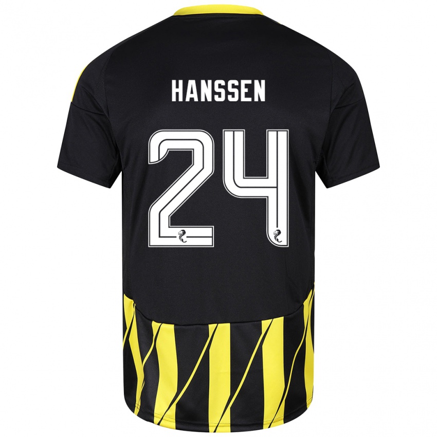 Kinderen Nadine Hanssen #24 Zwart Geel Uitshirt Uittenue 2024/25 T-Shirt België