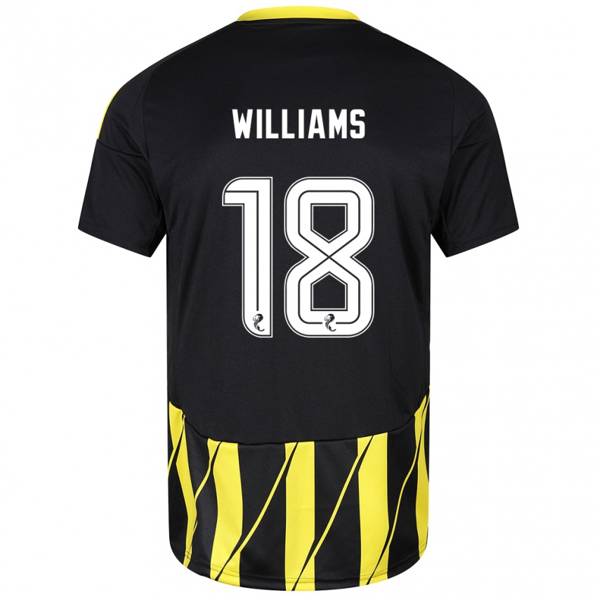 Kinder Rhys Williams #18 Schwarz Gelb Auswärtstrikot Trikot 2024/25 T-Shirt Belgien