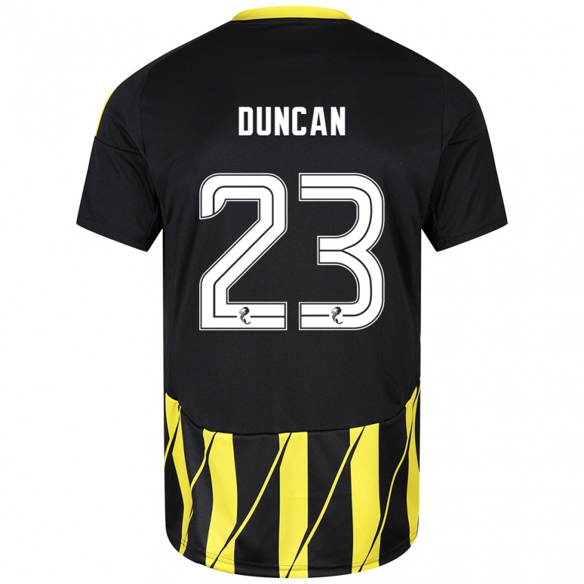 Kinderen Ryan Duncan #23 Zwart Geel Uitshirt Uittenue 2024/25 T-Shirt België