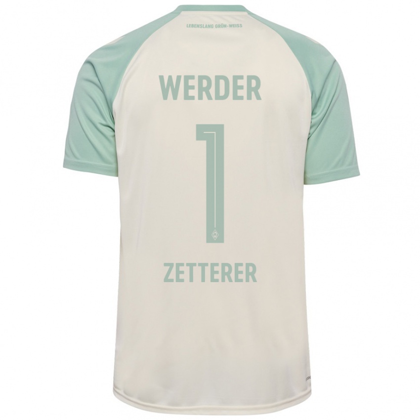 Enfant Maillot Michael Zetterer #1 Blanc Cassé Vert Clair Tenues Extérieur 2024/25 T-Shirt Belgique