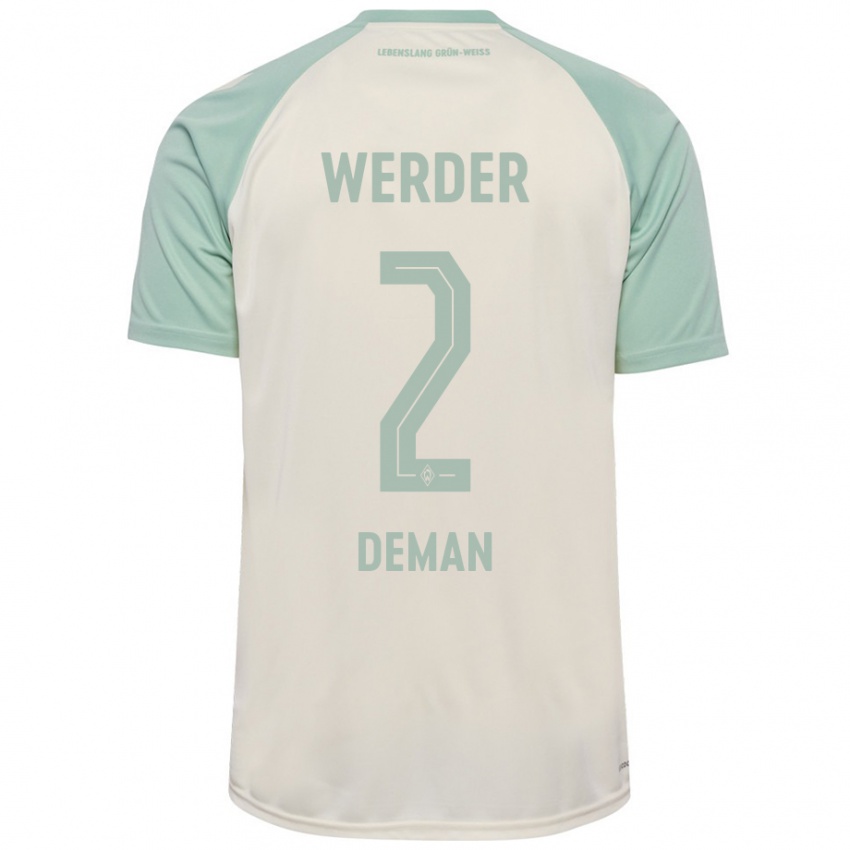 Enfant Maillot Olivier Deman #2 Blanc Cassé Vert Clair Tenues Extérieur 2024/25 T-Shirt Belgique