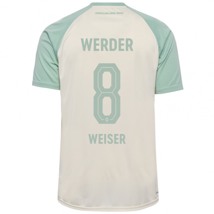 Enfant Maillot Mitchell Weiser #8 Blanc Cassé Vert Clair Tenues Extérieur 2024/25 T-Shirt Belgique