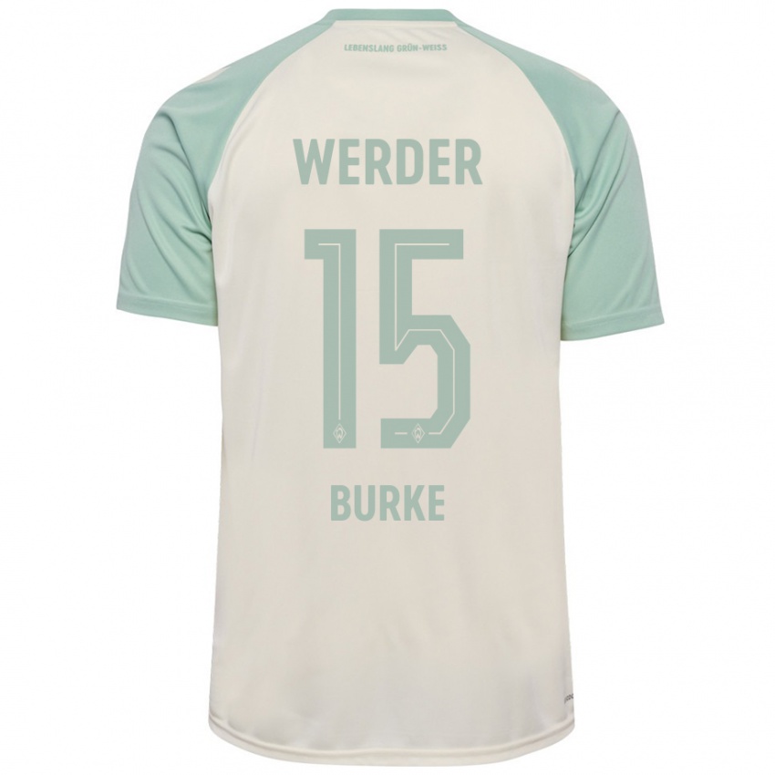 Enfant Maillot Oliver Burke #15 Blanc Cassé Vert Clair Tenues Extérieur 2024/25 T-Shirt Belgique