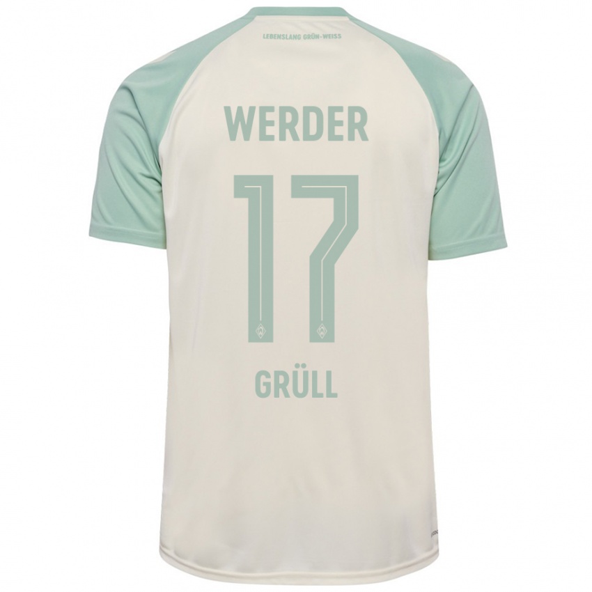 Enfant Maillot Marco Grüll #17 Blanc Cassé Vert Clair Tenues Extérieur 2024/25 T-Shirt Belgique