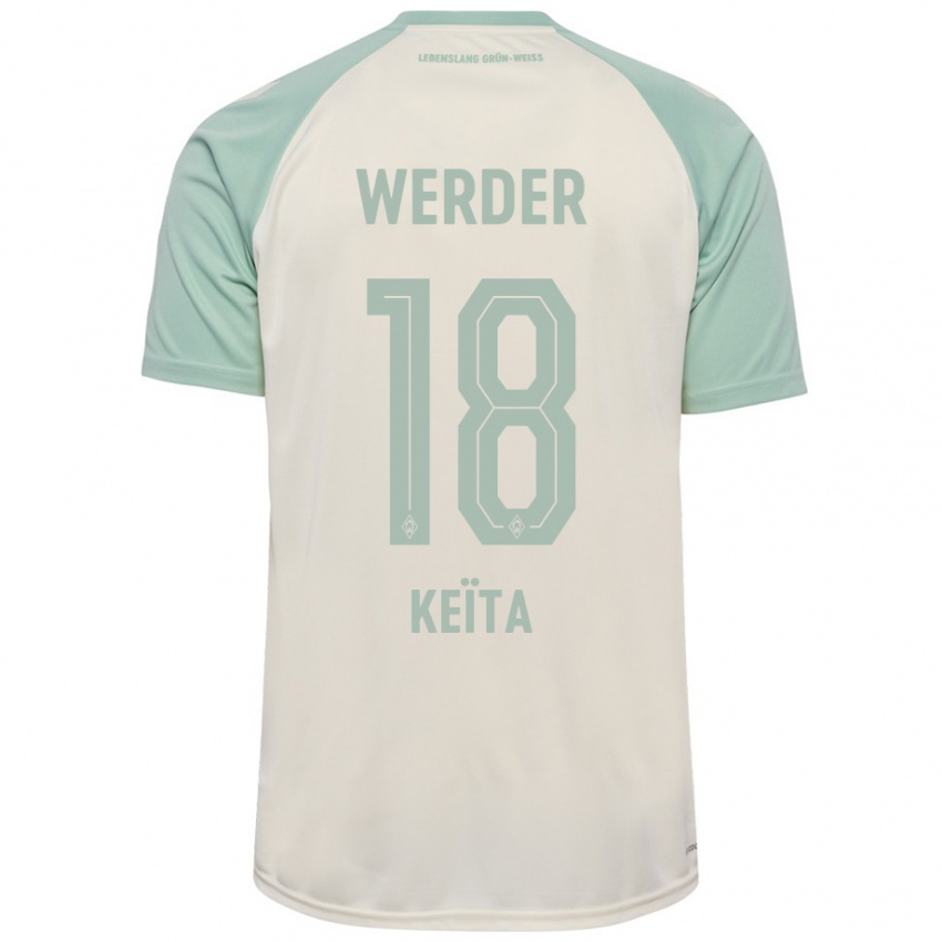 Kinderen Naby Keïta #18 Off-White Lichtgroen Uitshirt Uittenue 2024/25 T-Shirt België