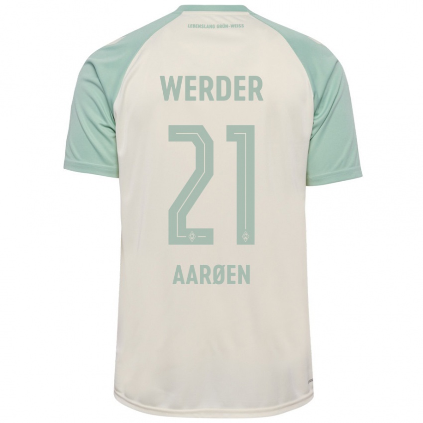 Kinderen Isak Hansen-Aaröen #21 Off-White Lichtgroen Uitshirt Uittenue 2024/25 T-Shirt België