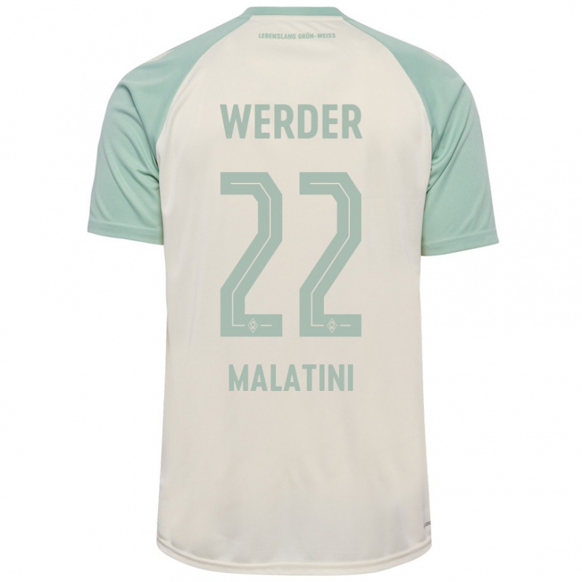 Enfant Maillot Julián Malatini #22 Blanc Cassé Vert Clair Tenues Extérieur 2024/25 T-Shirt Belgique