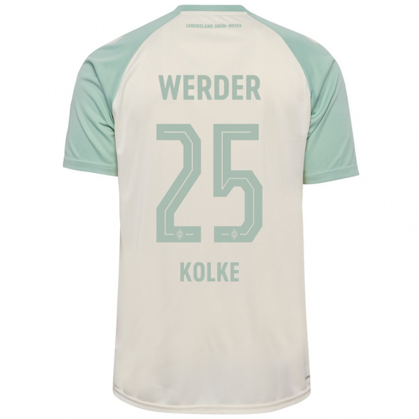 Enfant Maillot Markus Kolke #25 Blanc Cassé Vert Clair Tenues Extérieur 2024/25 T-Shirt Belgique