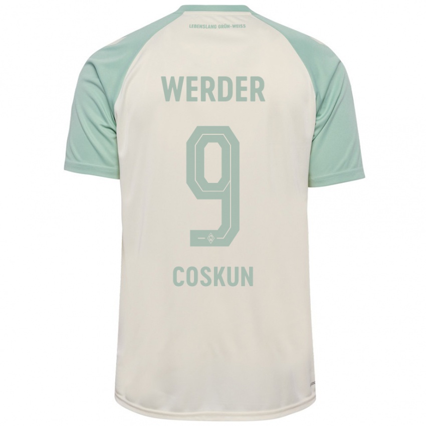 Enfant Maillot Boran-Firat Coskun #9 Blanc Cassé Vert Clair Tenues Extérieur 2024/25 T-Shirt Belgique