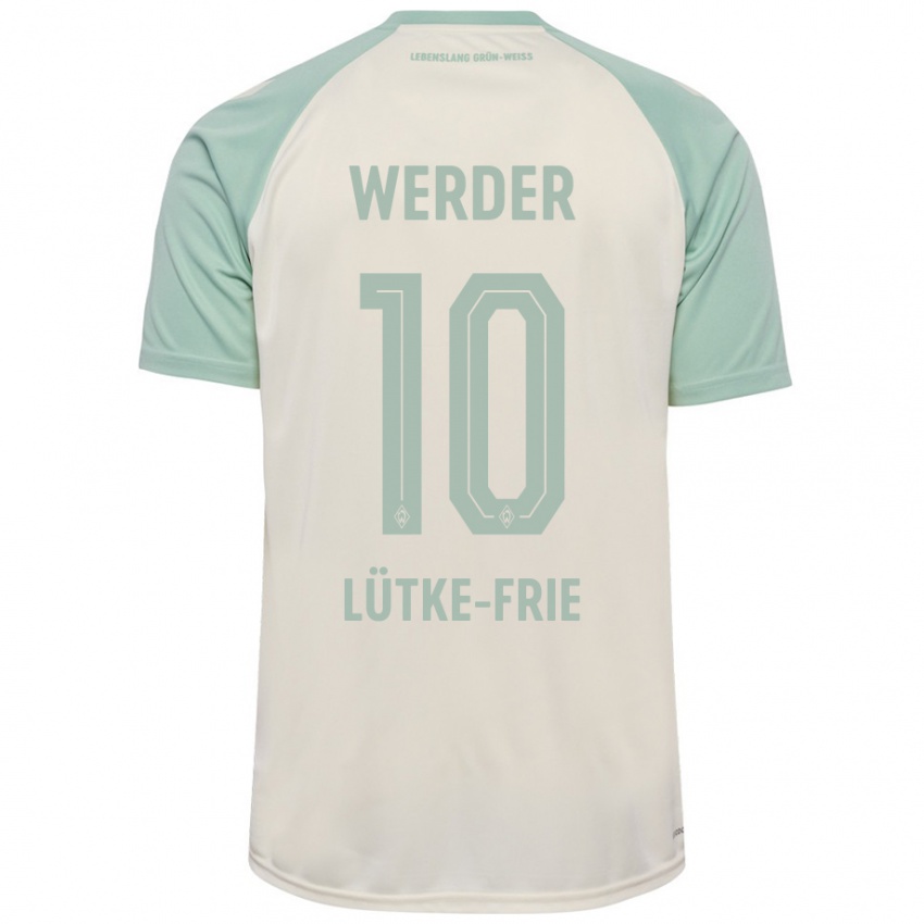 Kinderen Dennis Lütke-Frie #10 Off-White Lichtgroen Uitshirt Uittenue 2024/25 T-Shirt België