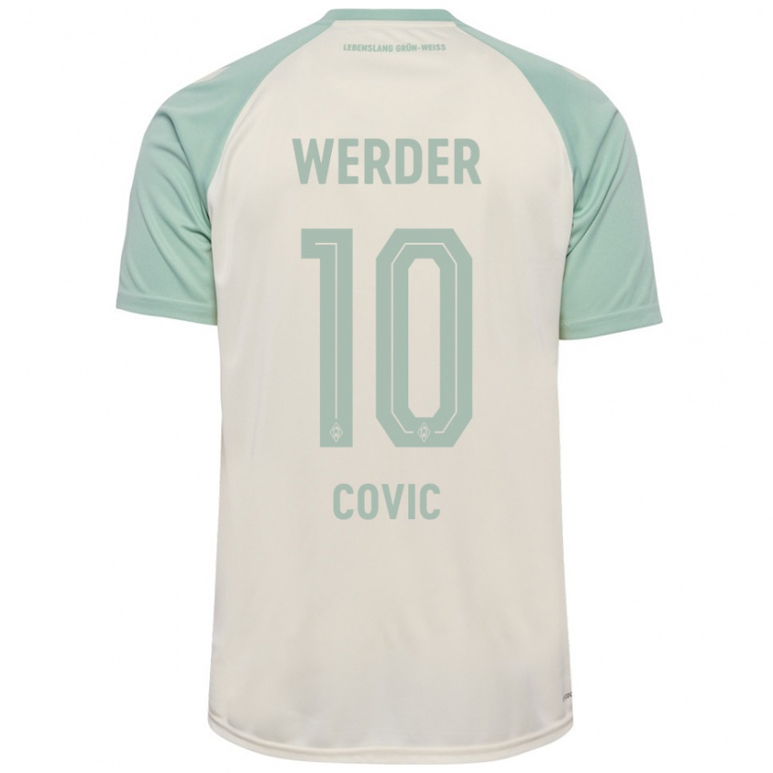 Enfant Maillot Patrice Covic #10 Blanc Cassé Vert Clair Tenues Extérieur 2024/25 T-Shirt Belgique