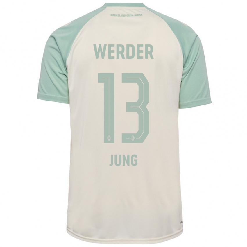 Enfant Maillot Seong-Hyeon Jung #13 Blanc Cassé Vert Clair Tenues Extérieur 2024/25 T-Shirt Belgique