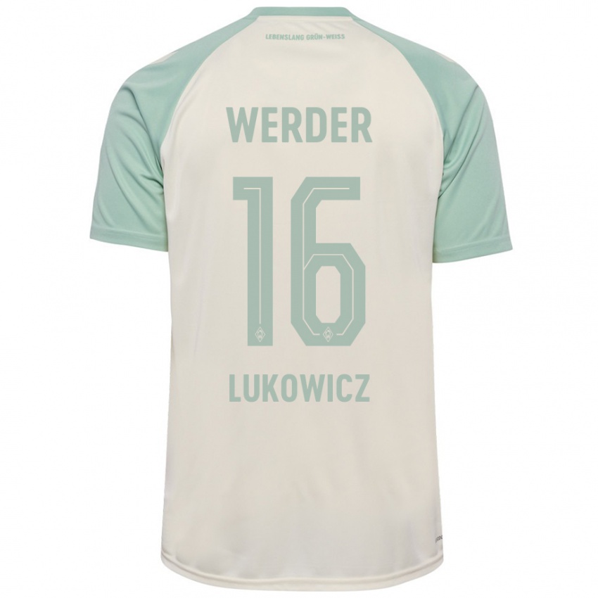 Kinderen Maik Lukowicz #16 Off-White Lichtgroen Uitshirt Uittenue 2024/25 T-Shirt België