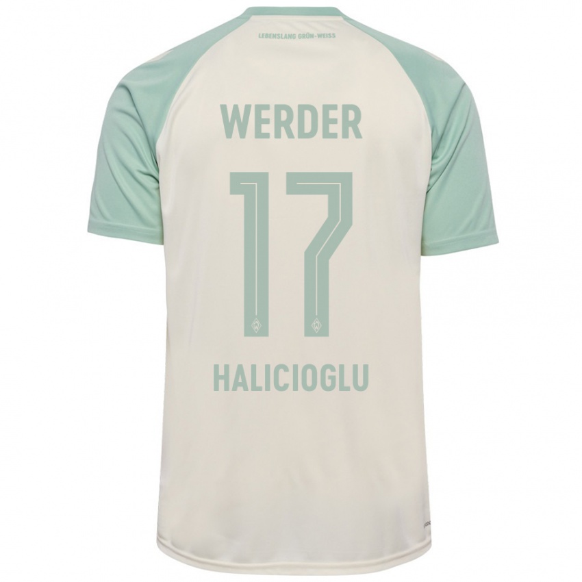 Enfant Maillot Arda Halicioglu #17 Blanc Cassé Vert Clair Tenues Extérieur 2024/25 T-Shirt Belgique