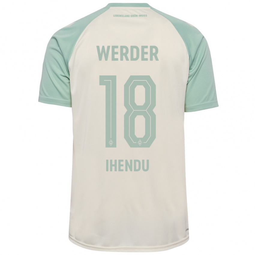 Enfant Maillot Daniel Ihendu #18 Blanc Cassé Vert Clair Tenues Extérieur 2024/25 T-Shirt Belgique