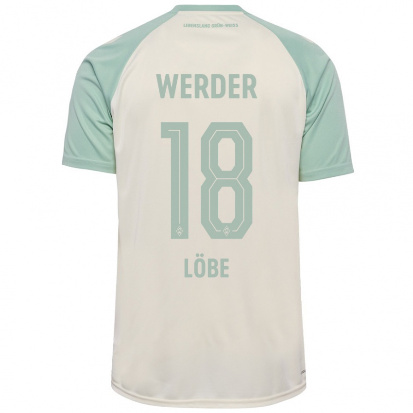 Enfant Maillot Jasper Löbe #18 Blanc Cassé Vert Clair Tenues Extérieur 2024/25 T-Shirt Belgique