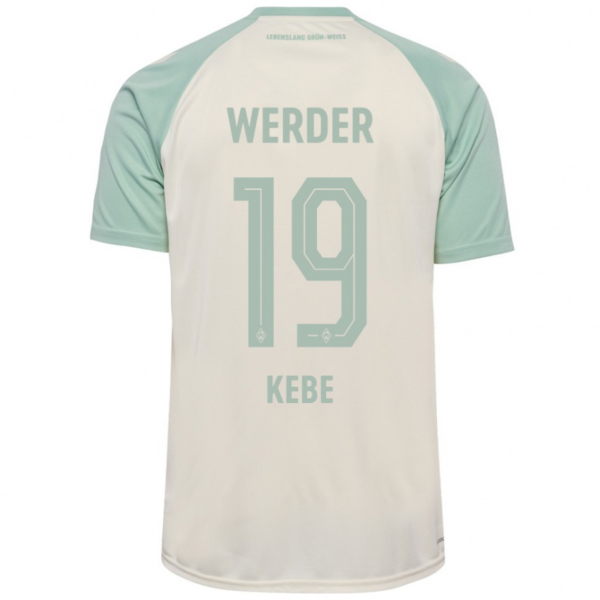 Enfant Maillot David Kébé #19 Blanc Cassé Vert Clair Tenues Extérieur 2024/25 T-Shirt Belgique